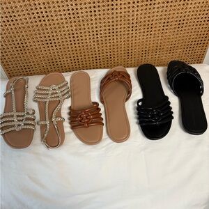 Old Navy Sandals/Slides 3 pairs for $12
Gold, Brown & Black Size 10 Never Worn